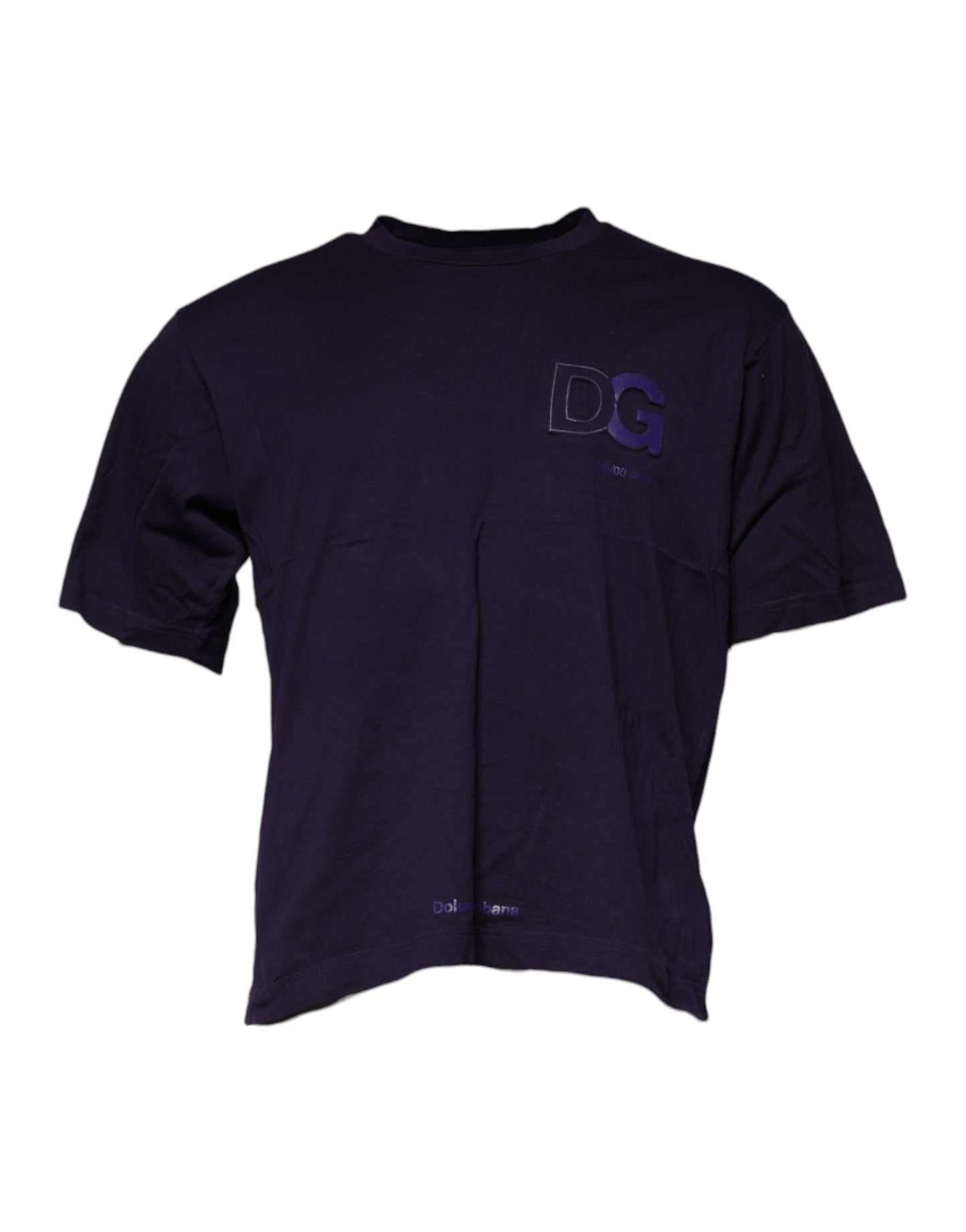 T-shirt col rond en coton violet avec logo DG