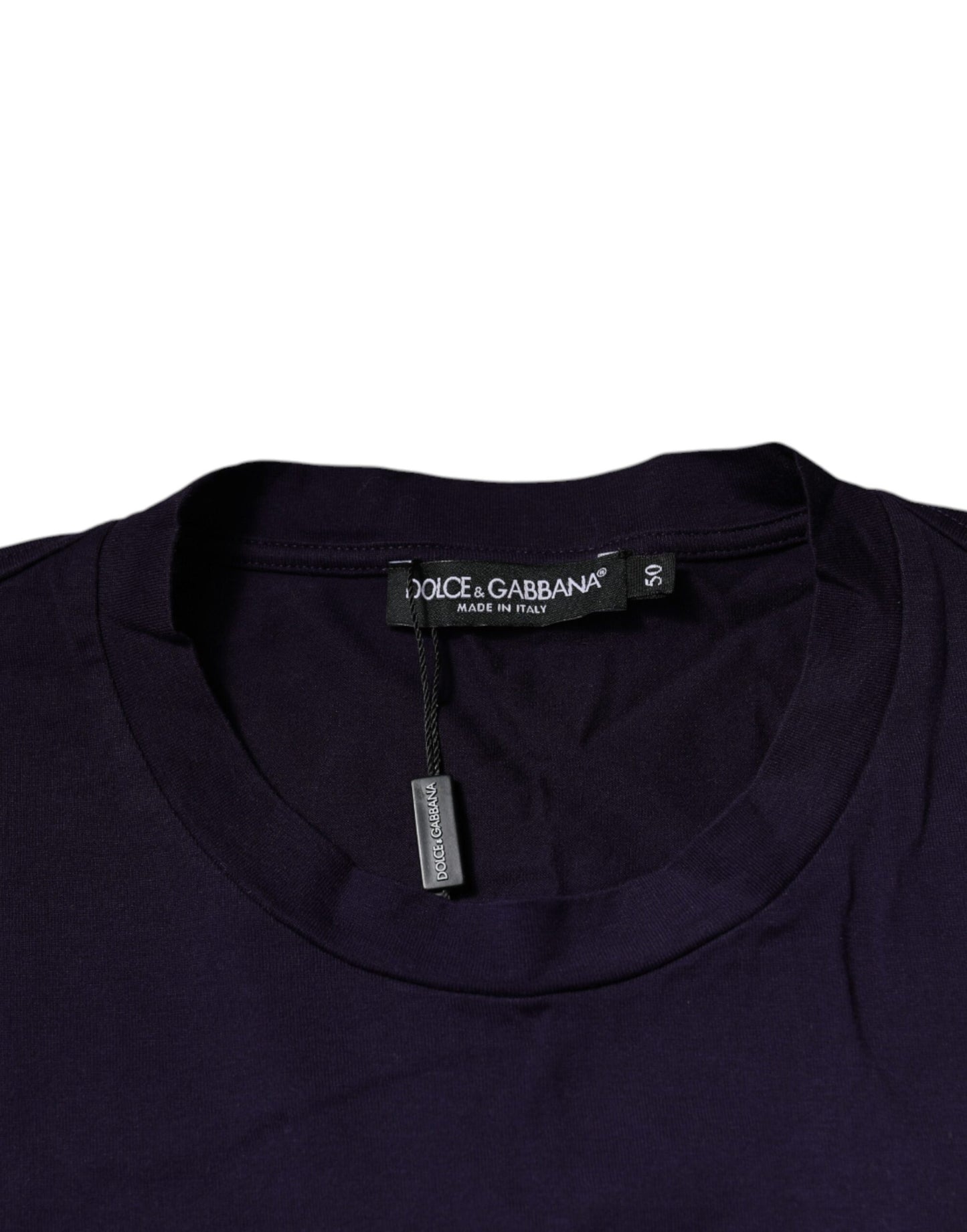 T-shirt col rond en coton violet avec logo DG