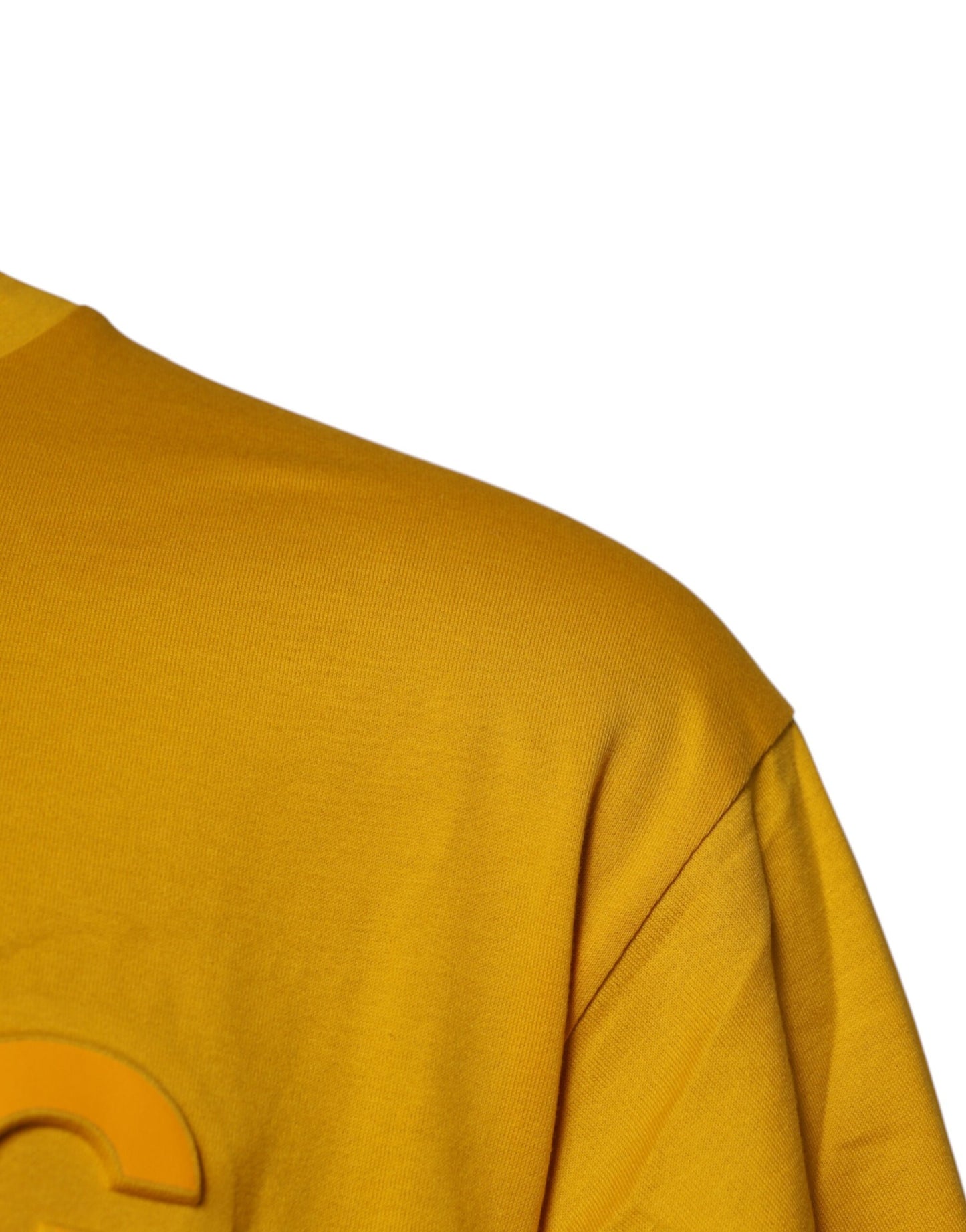 T-shirt col rond en coton jaune foncé avec logo pour homme