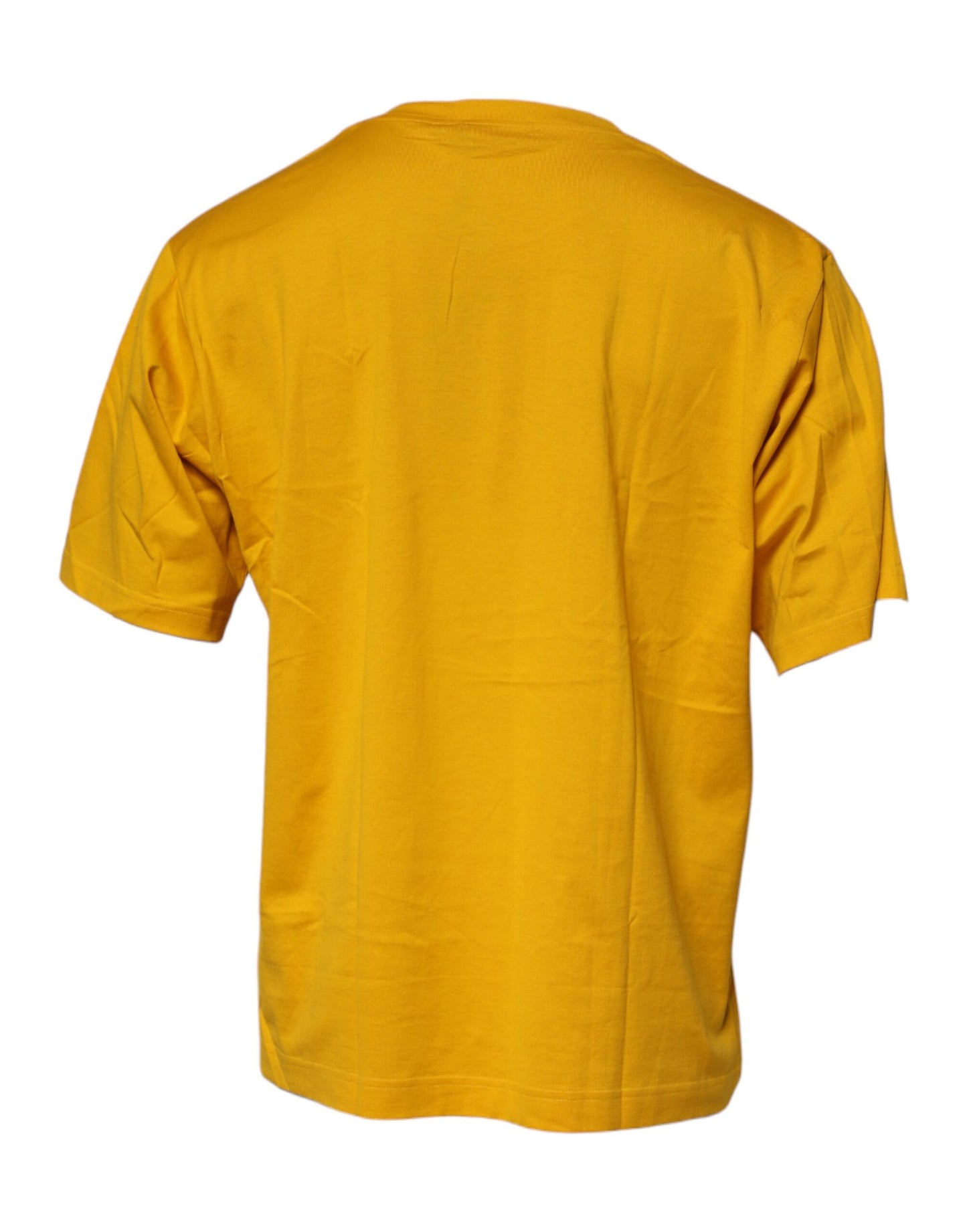 T-shirt col rond en coton jaune foncé avec logo pour homme
