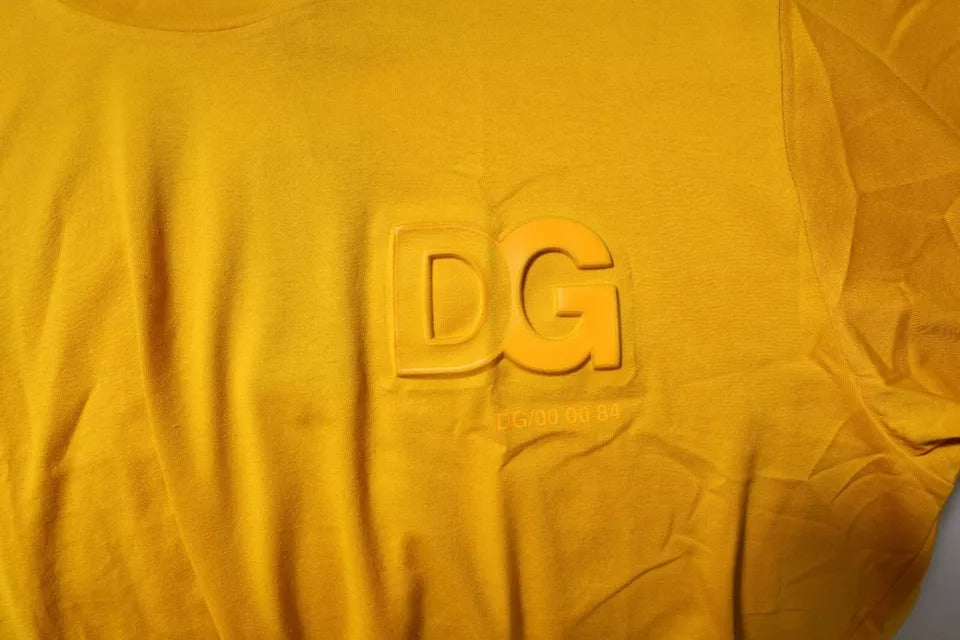 T-shirt col rond en coton jaune foncé avec logo pour homme
