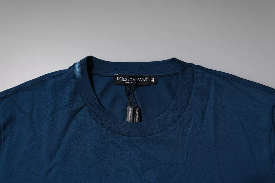 T-shirt ras du cou en coton pour homme avec motif abeille et couronne bleue