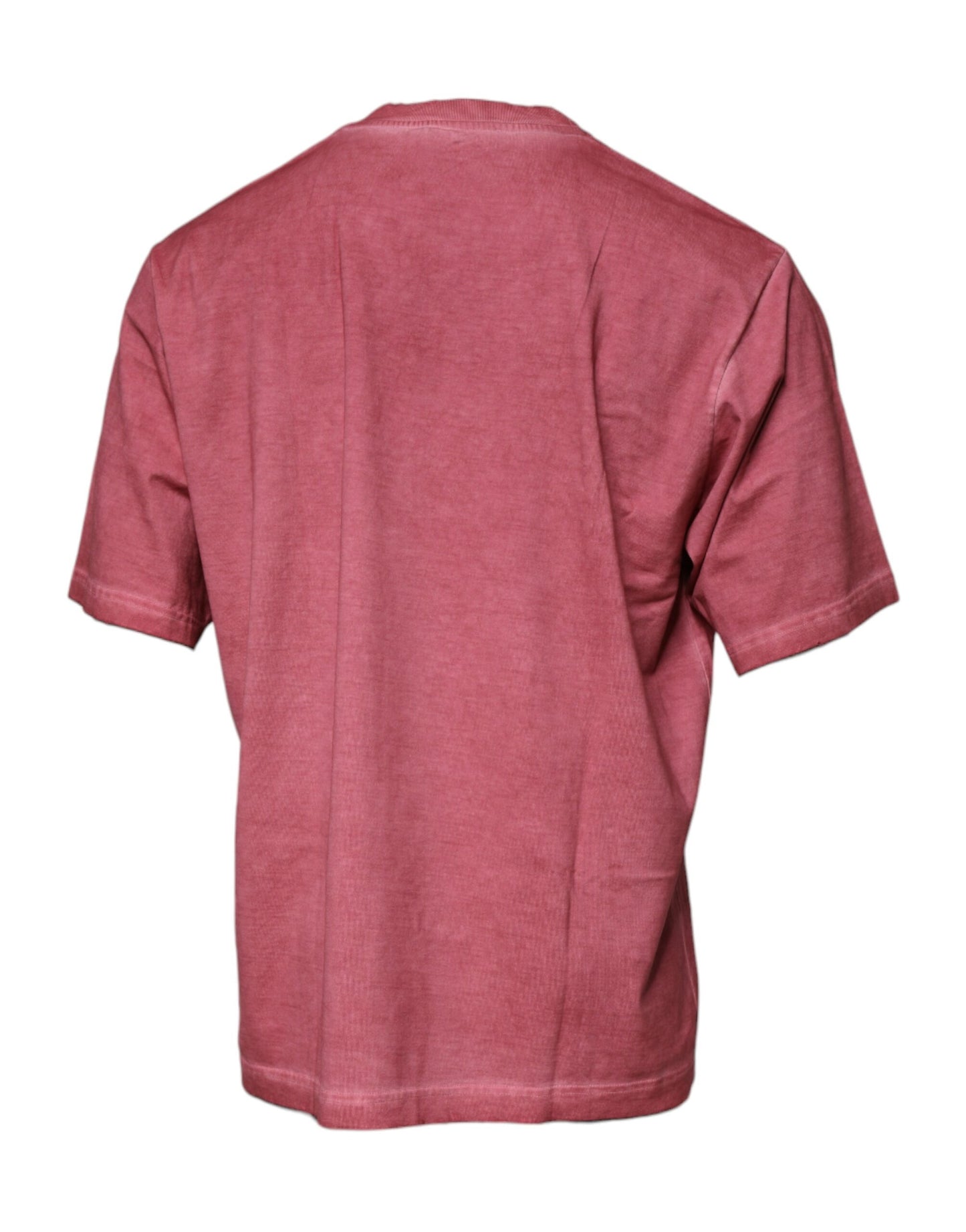 T-shirt col rond en coton imprimé logo rose