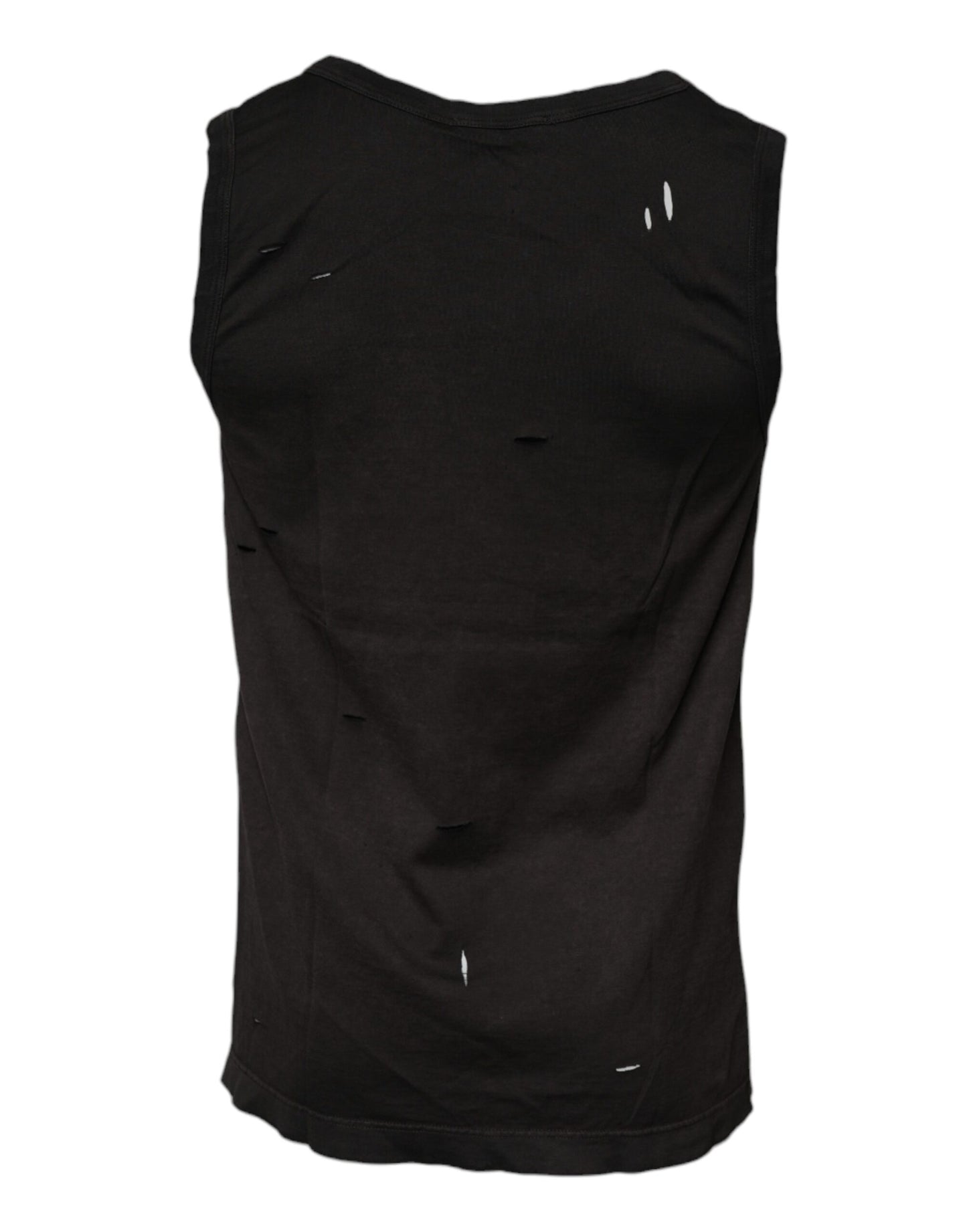 T-shirt noir sans manches à col rond