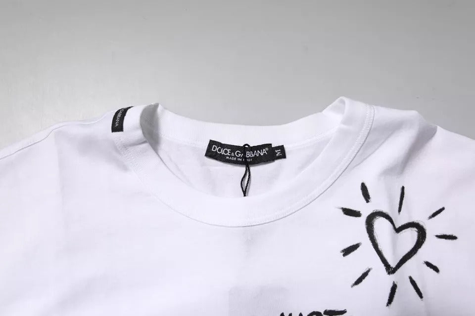 T-shirt ras du cou en coton blanc à imprimé floral