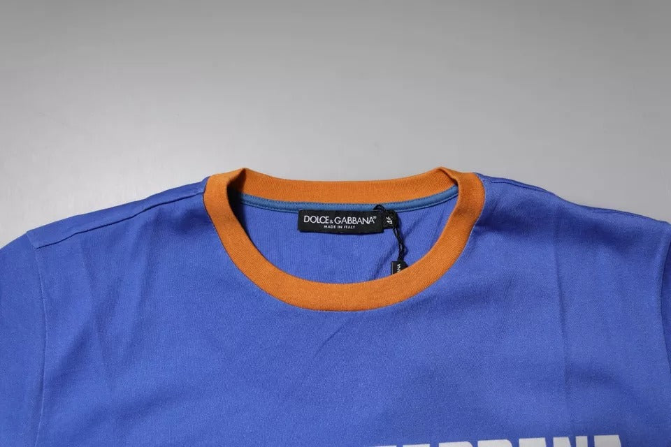 T-shirt ras du cou en coton à imprimé graphique bleu