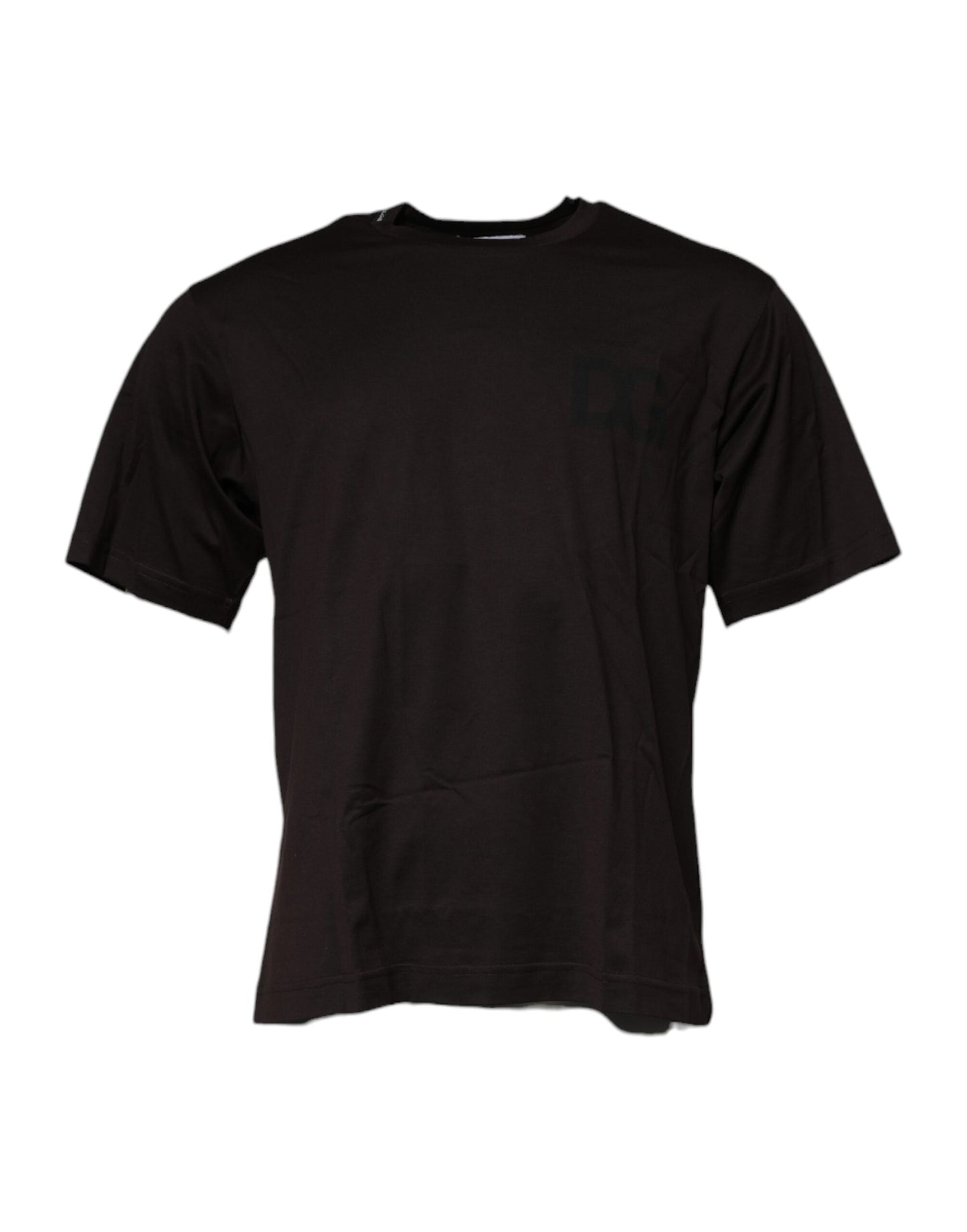 T-shirt ras du cou en coton marron foncé avec logo