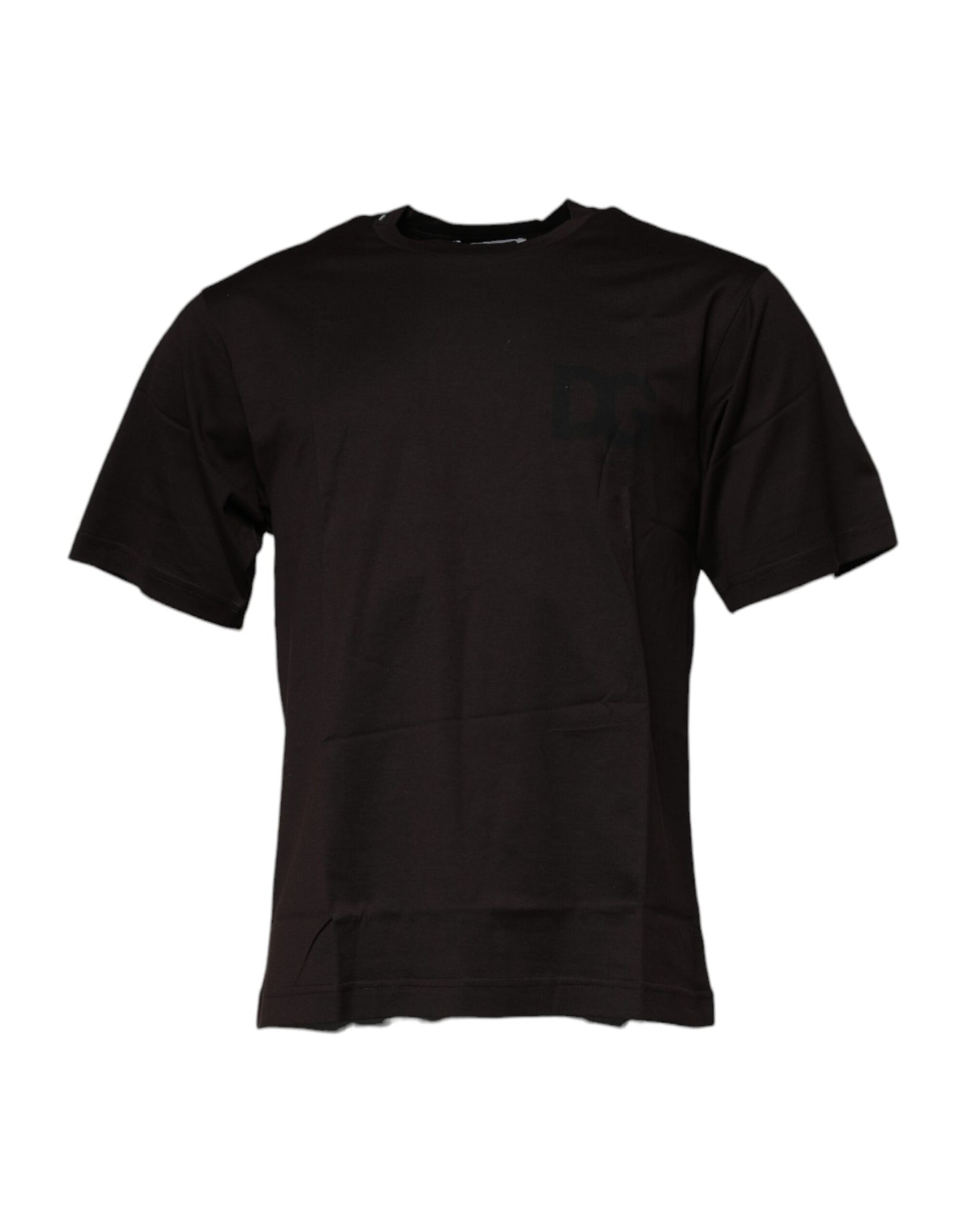 T-shirt ras du cou en coton marron foncé avec logo