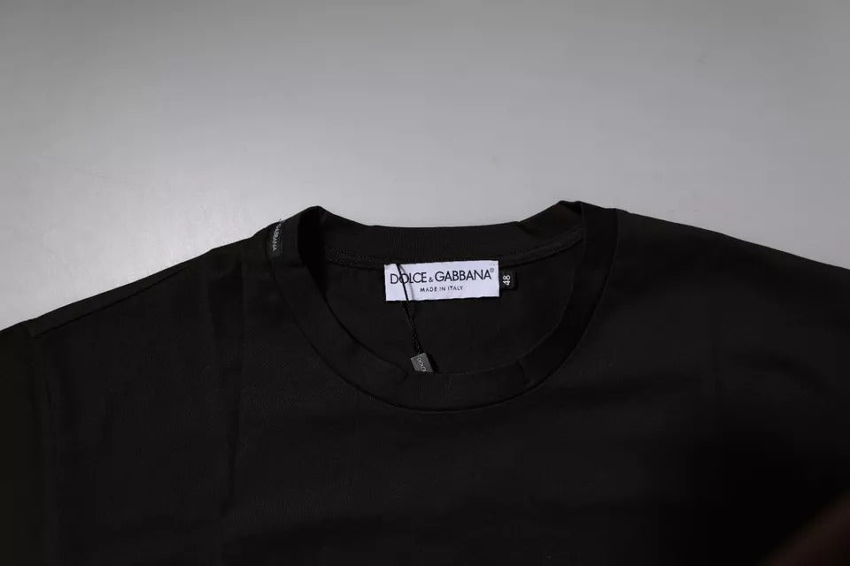 T-shirt ras du cou en coton marron foncé avec logo