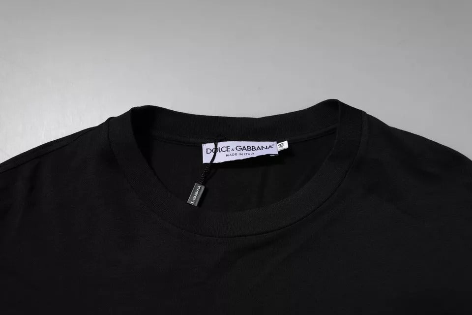 T-shirt ras du cou en coton noir avec logo DG
