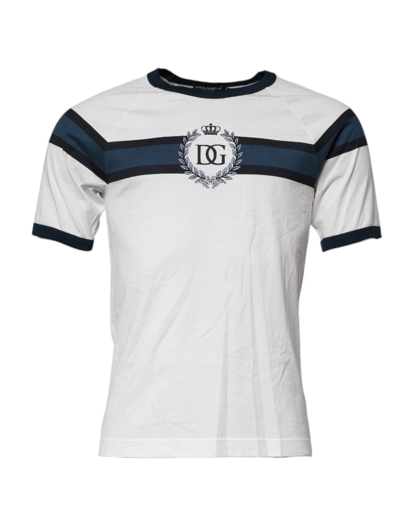 T-shirt col rond en coton blanc avec logo imprimé pour homme