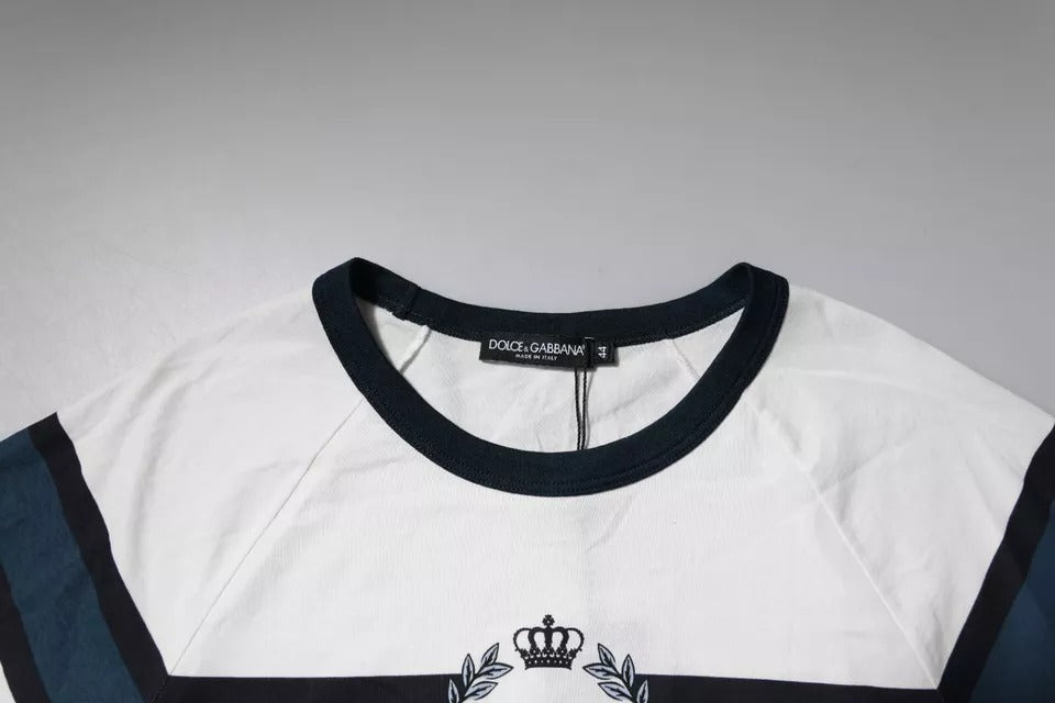 T-shirt col rond en coton blanc avec logo imprimé pour homme