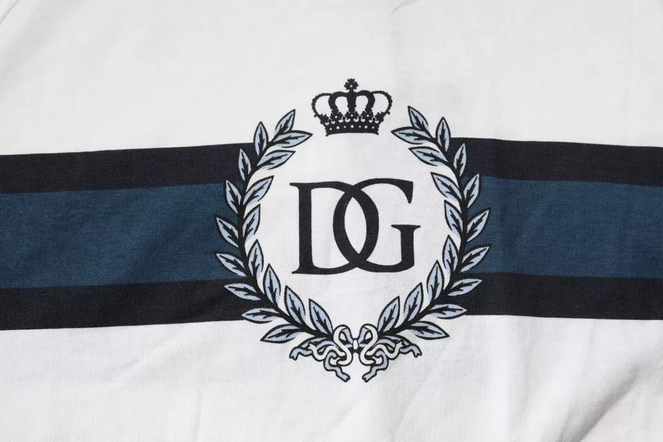 T-shirt col rond en coton blanc avec logo imprimé pour homme