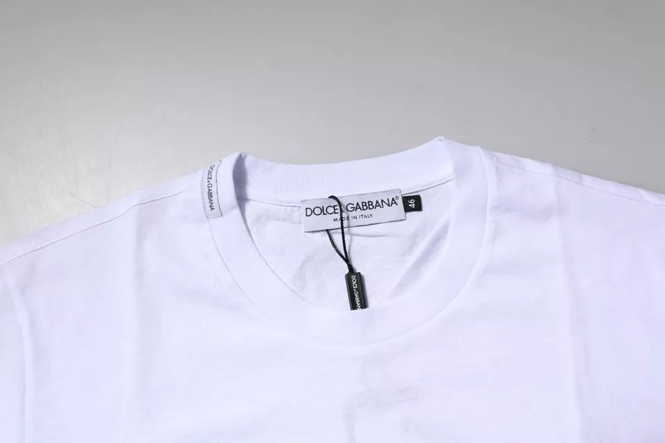 T-shirt ras du cou en coton avec plaque logo blanche