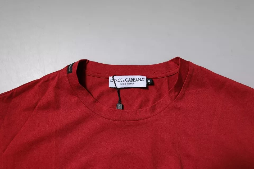 T-shirt ras du cou en coton rouge avec logo DG