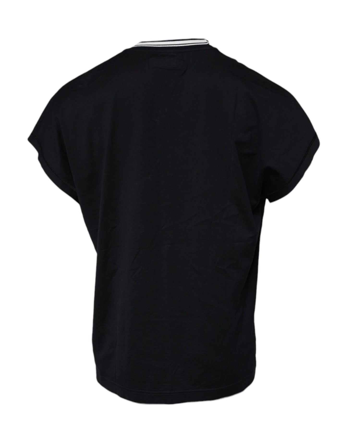 T-shirt ras du cou en coton bleu foncé avec logo couronne
