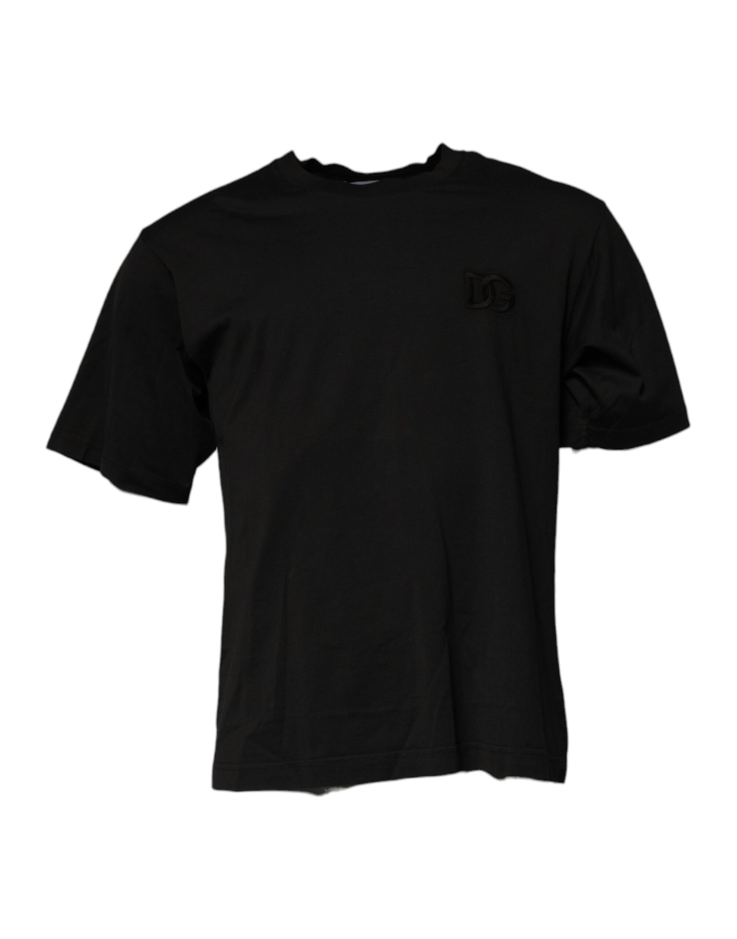 T-shirt ras du cou en coton noir avec logo DG