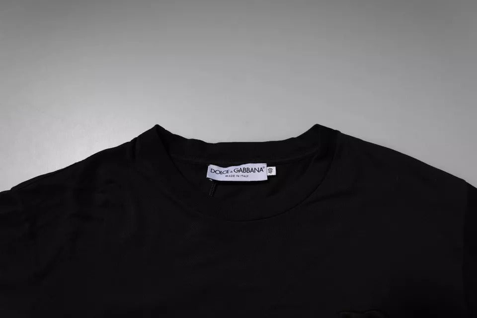 T-shirt ras du cou en coton noir avec logo DG