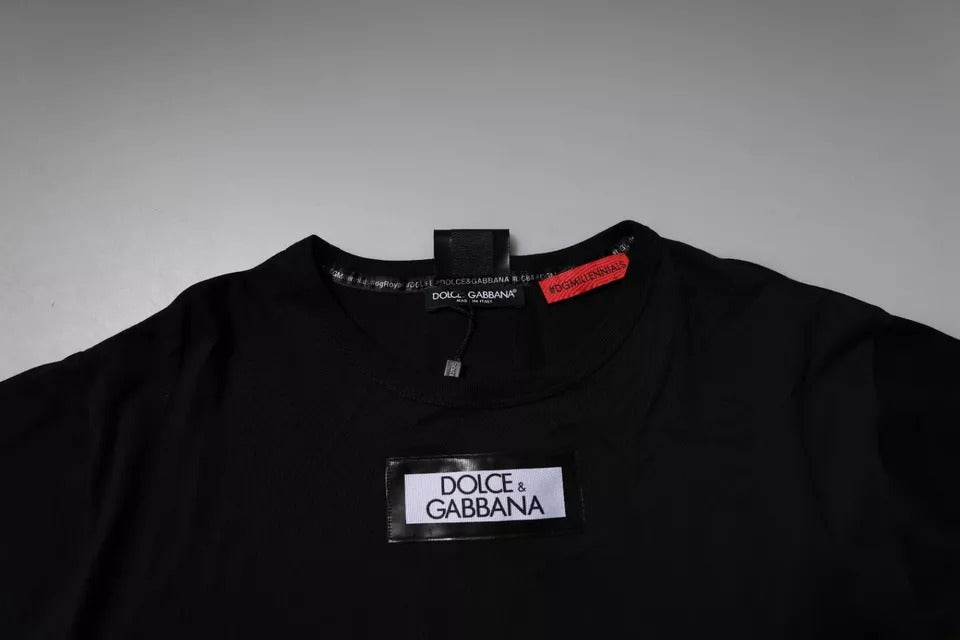 T-shirt ras du cou en coton noir #DGMILLENNIALS