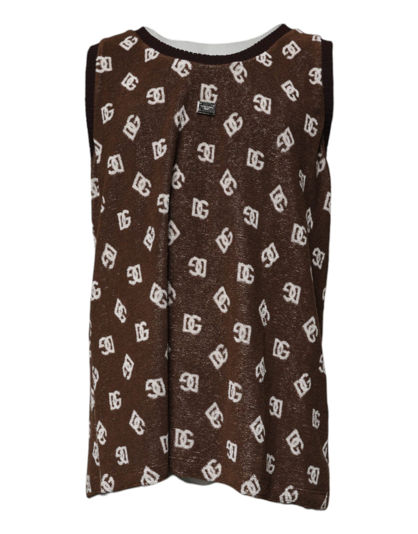 T-shirt ras du cou en coton avec logo monogramme marron