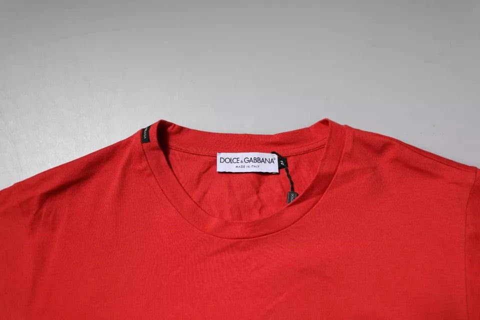 T-shirt ras du cou en coton rouge avec logo DG