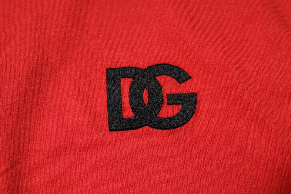 T-shirt ras du cou en coton rouge avec logo DG