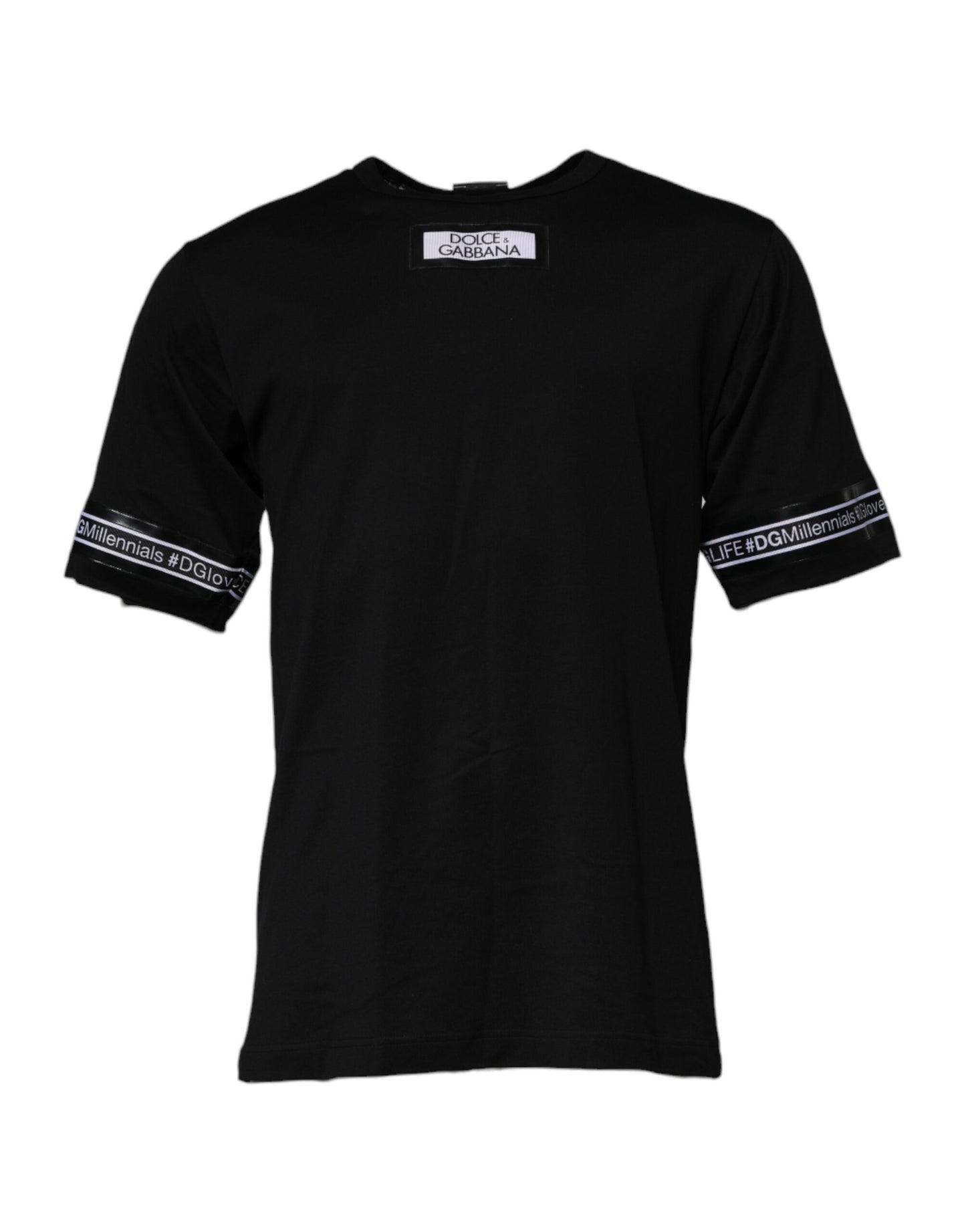 T-shirt ras du cou en coton noir #DGMILLENNIALS