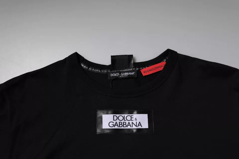 T-shirt ras du cou en coton noir #DGMILLENNIALS