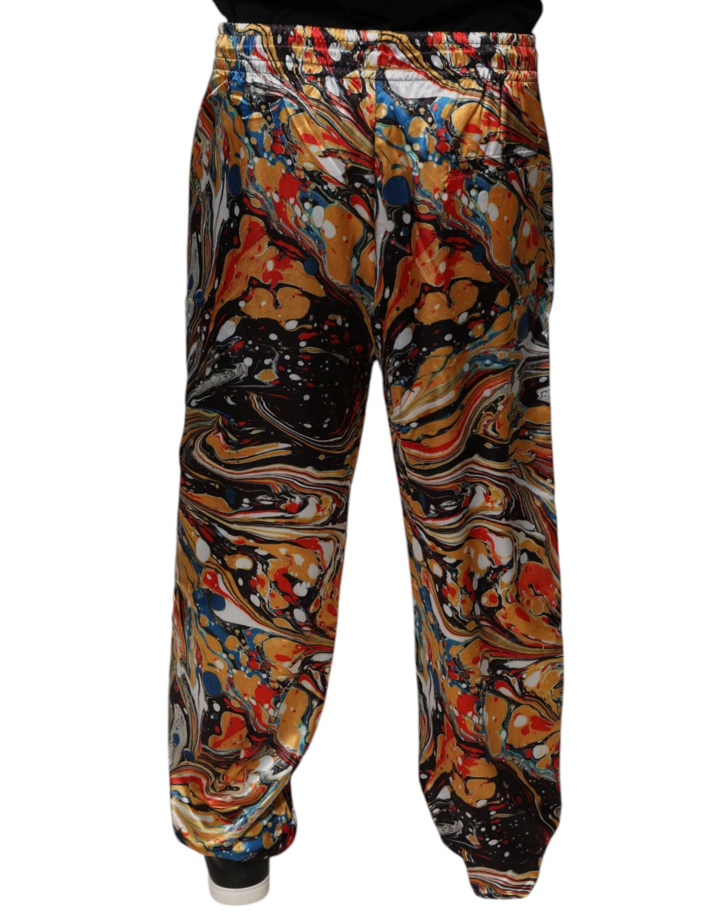 Pantalon de survêtement en satin marbré multicolore pour homme