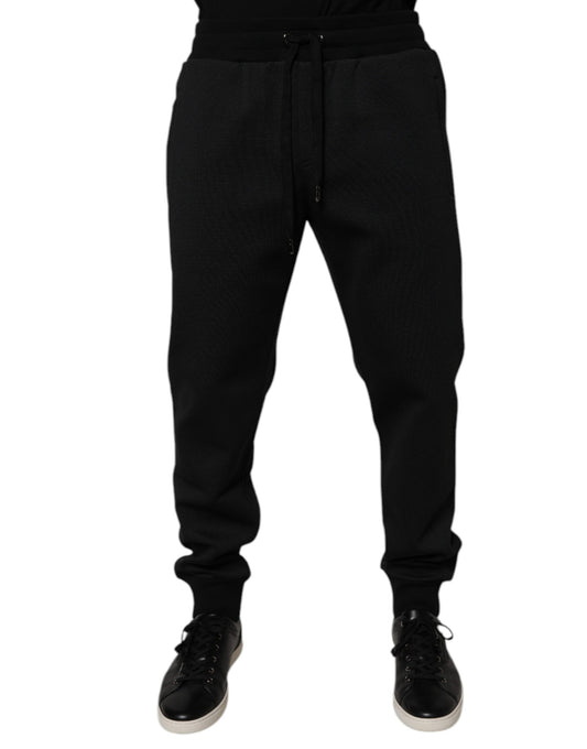 Pantalon de jogging en polyester noir pour homme
