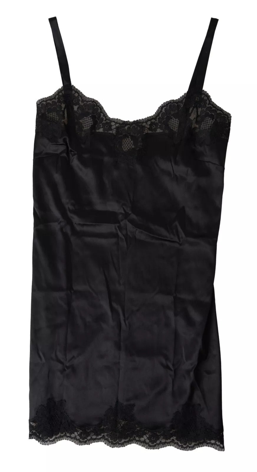 Camisola de seda con encaje negro para dormir
