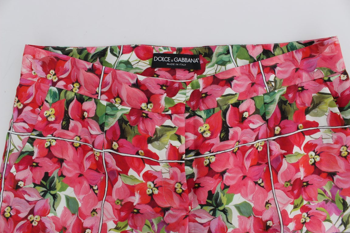 Pantalones cortos capri hasta la rodilla con estampado floral multicolor
