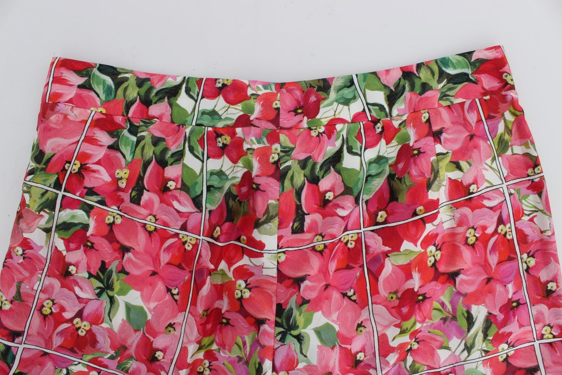 Pantalones cortos capri hasta la rodilla con estampado floral multicolor