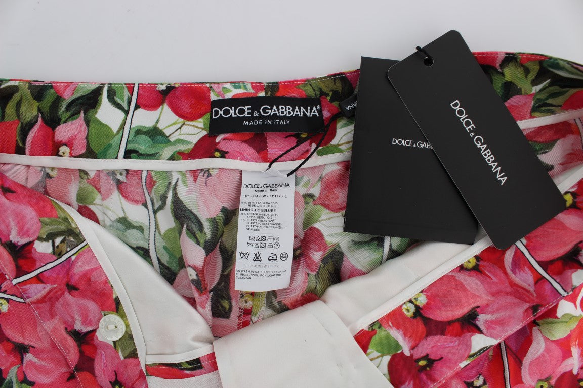 Pantalones cortos capri hasta la rodilla con estampado floral multicolor