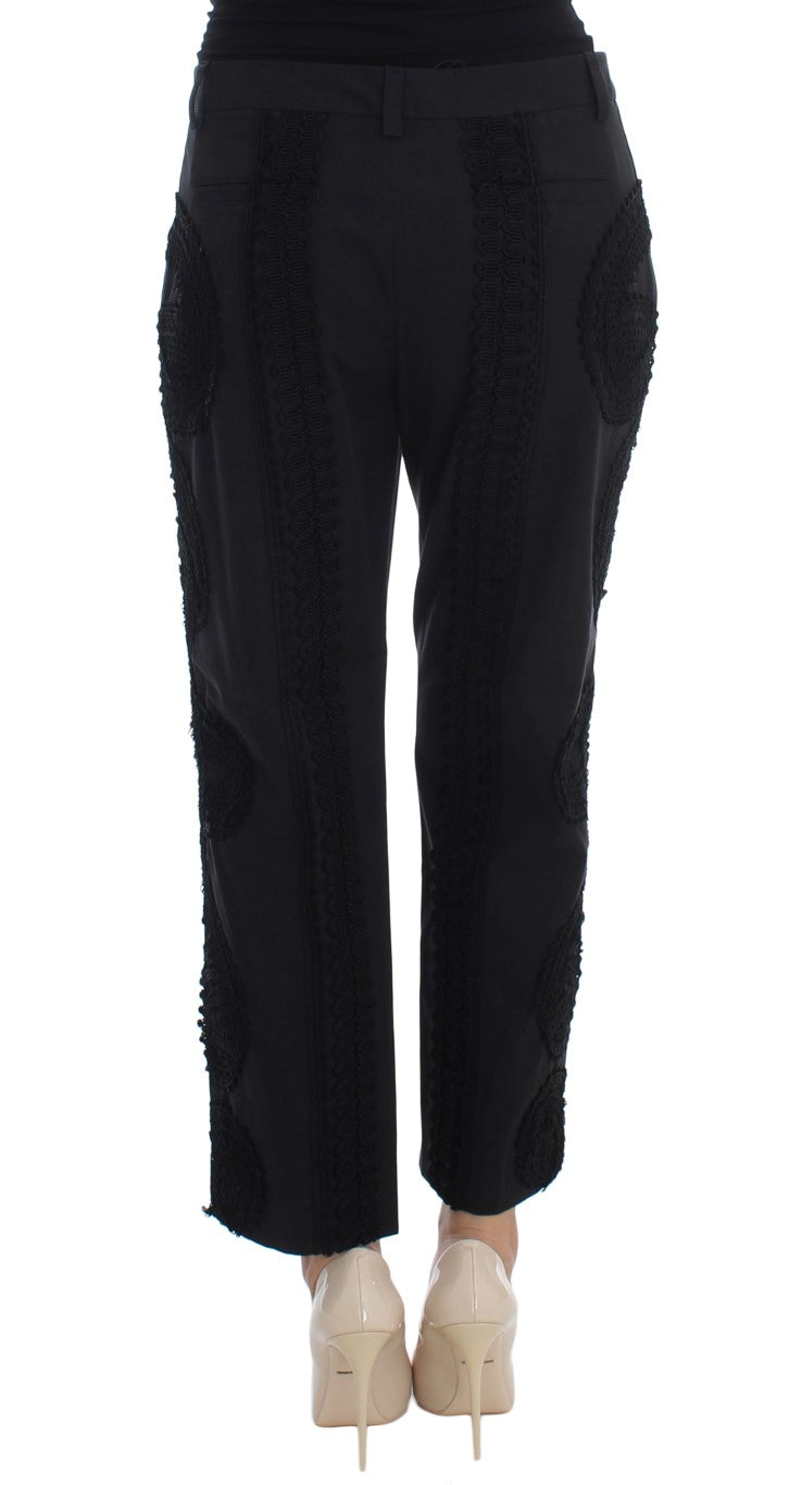 Pantalones capri Torero de algodón elástico negro