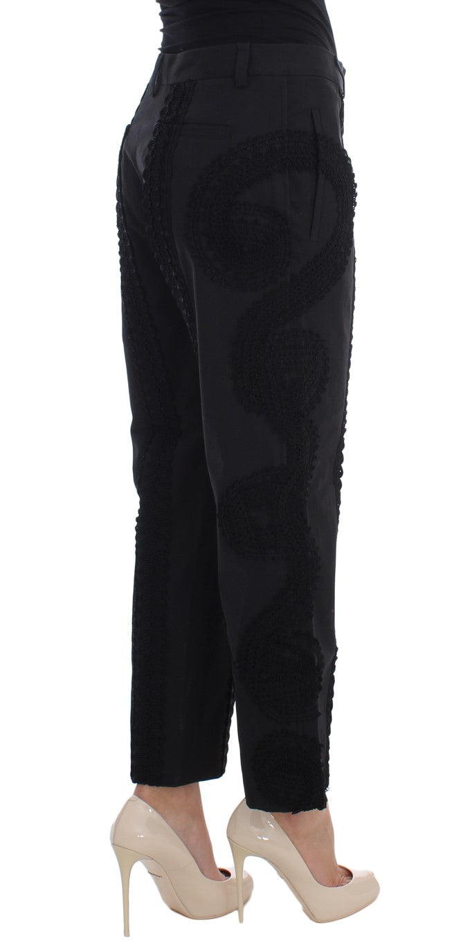 Pantalones capri Torero de algodón elástico negro