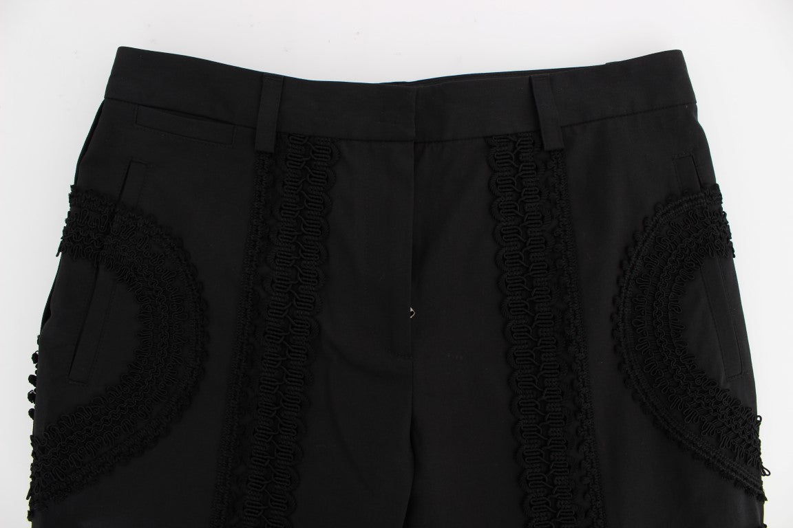 Pantalones capri Torero de algodón elástico negro