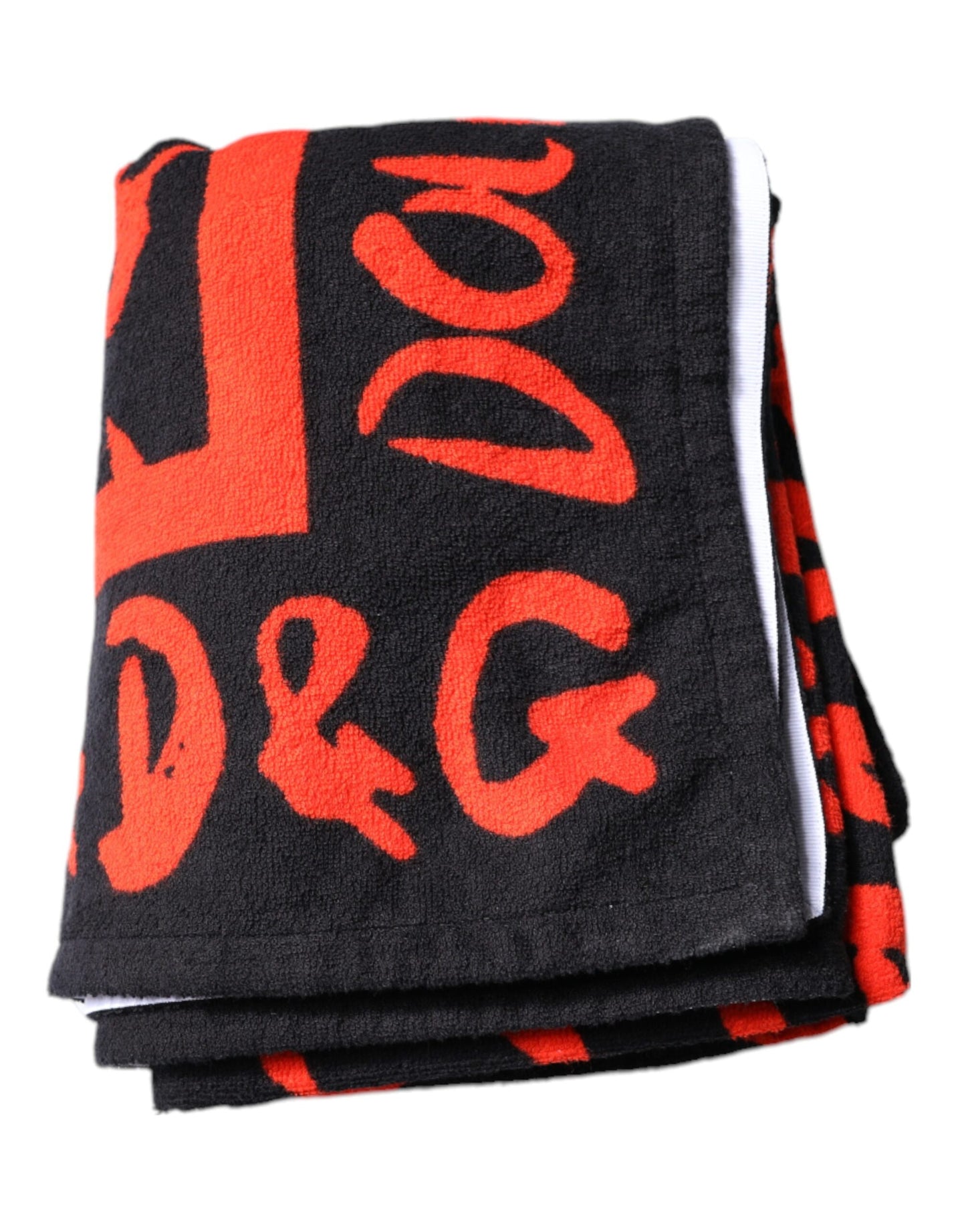 Serviette de plage en coton avec logo imprimé noir et rouge