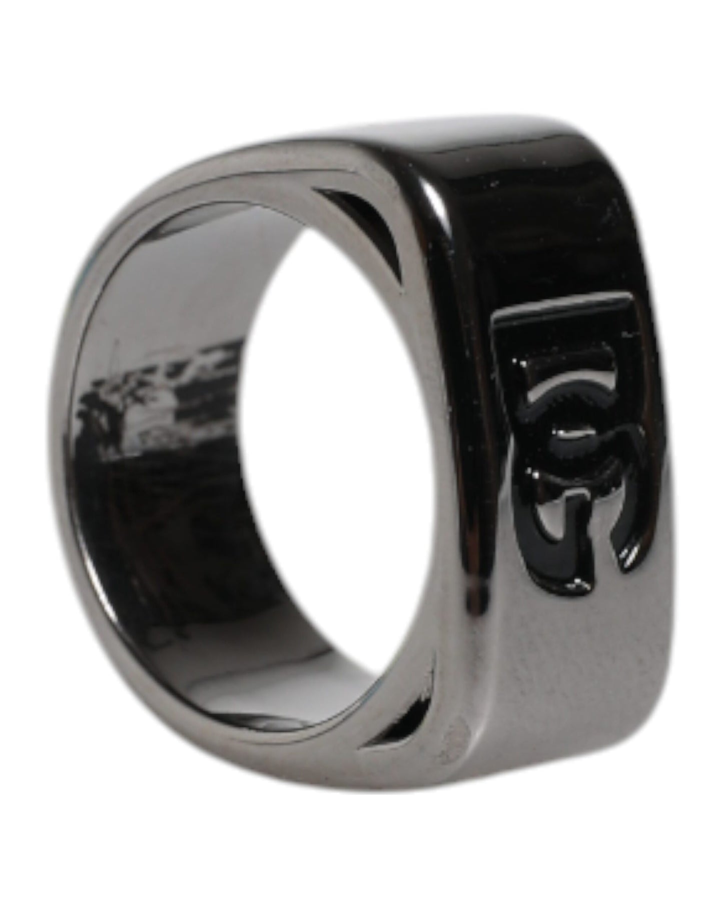 Anillo con el logotipo de Anello DG en latón plateado