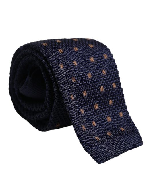 Corbata ajustable de seda con lunares azules