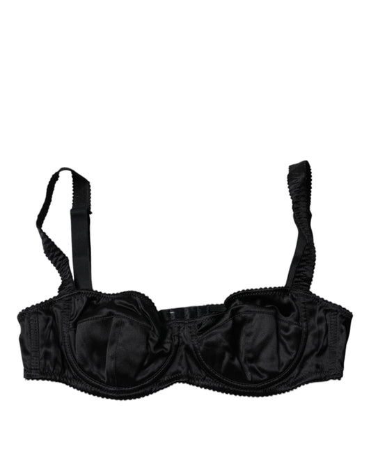 Soutien-gorge balconnet extensible en soie noire