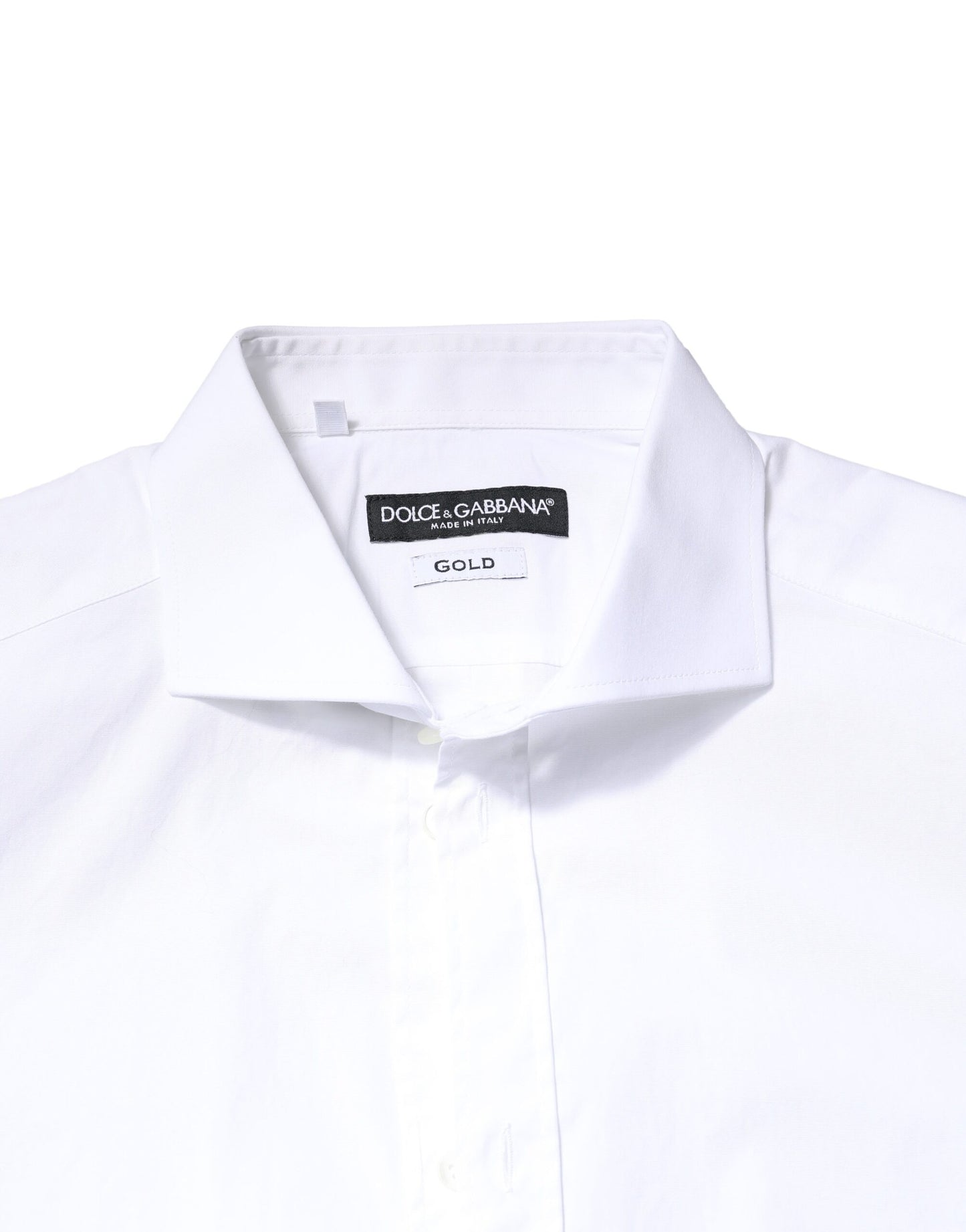 Camisa de vestir de manga larga de algodón blanco dorado