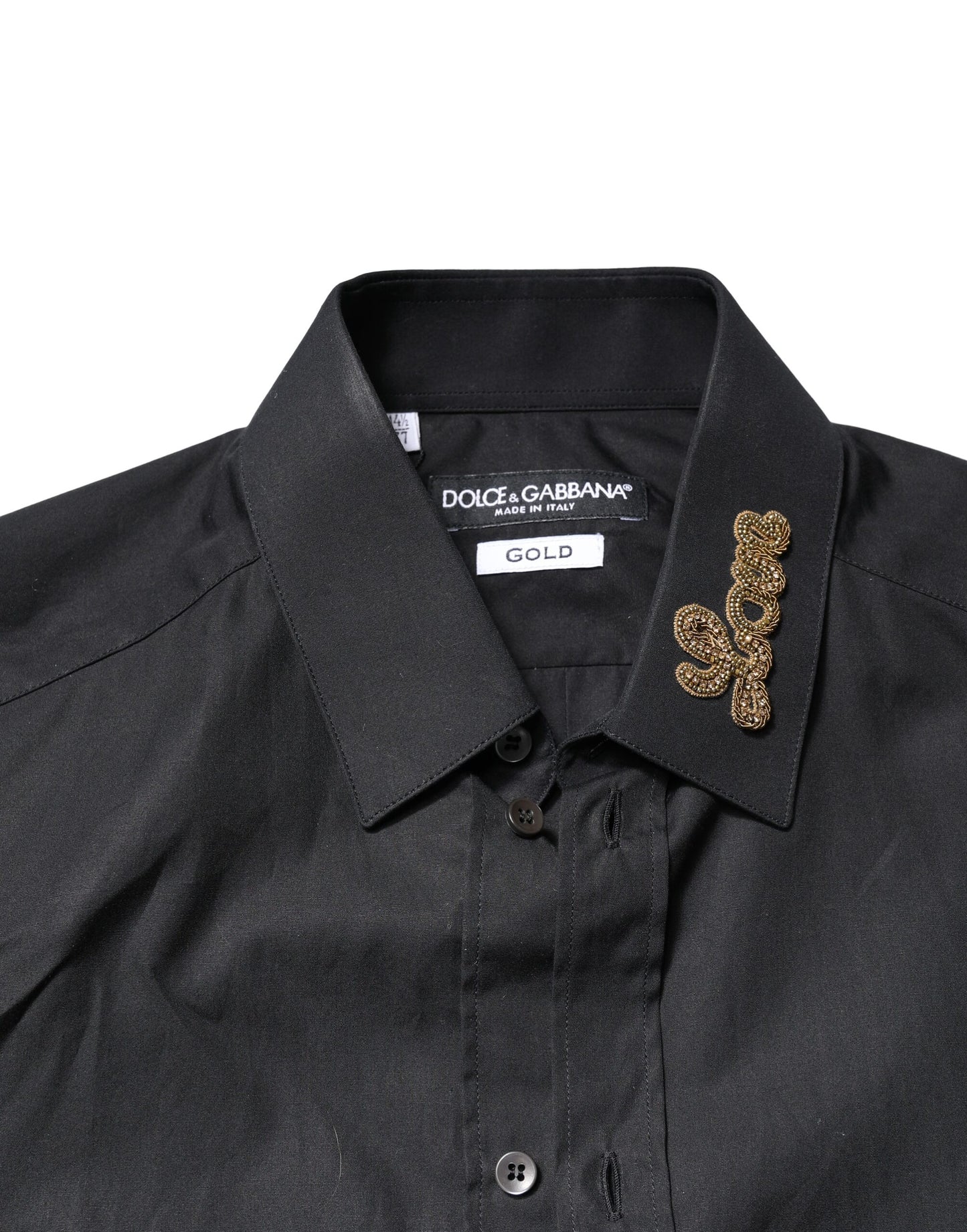 Camisa formal con bordado de amor negro dorado