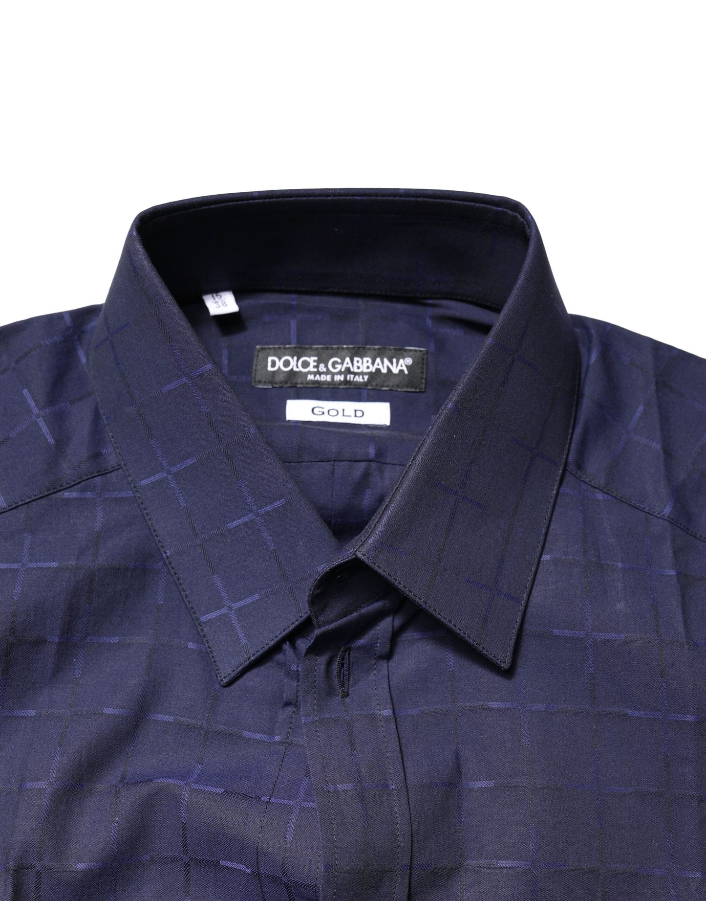 Camisa formal de cuadros azules escoceses dorada