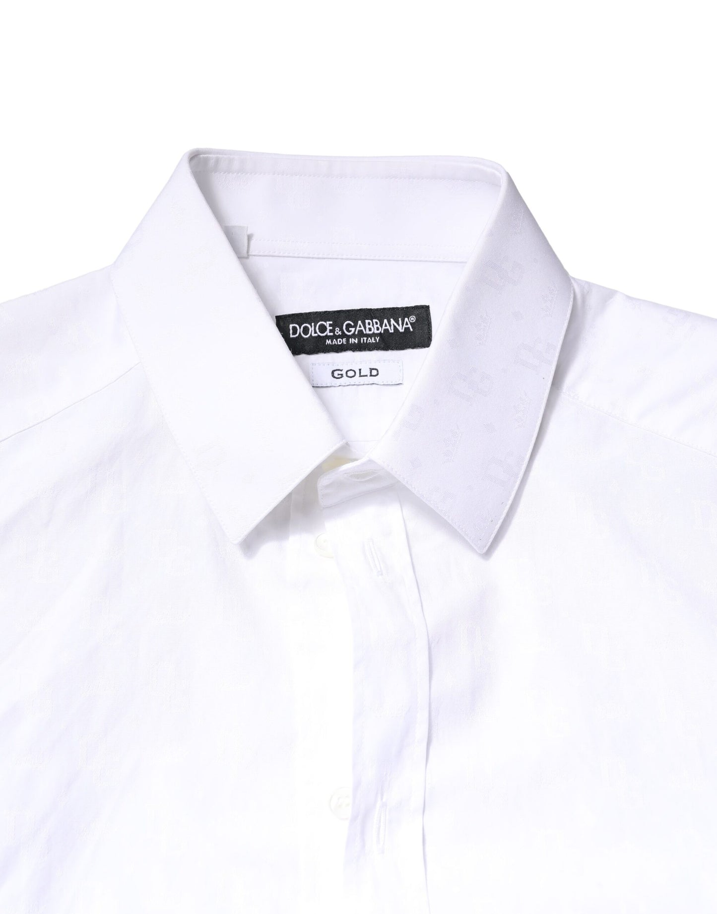 Camisa de vestir de manga larga de algodón blanco dorado
