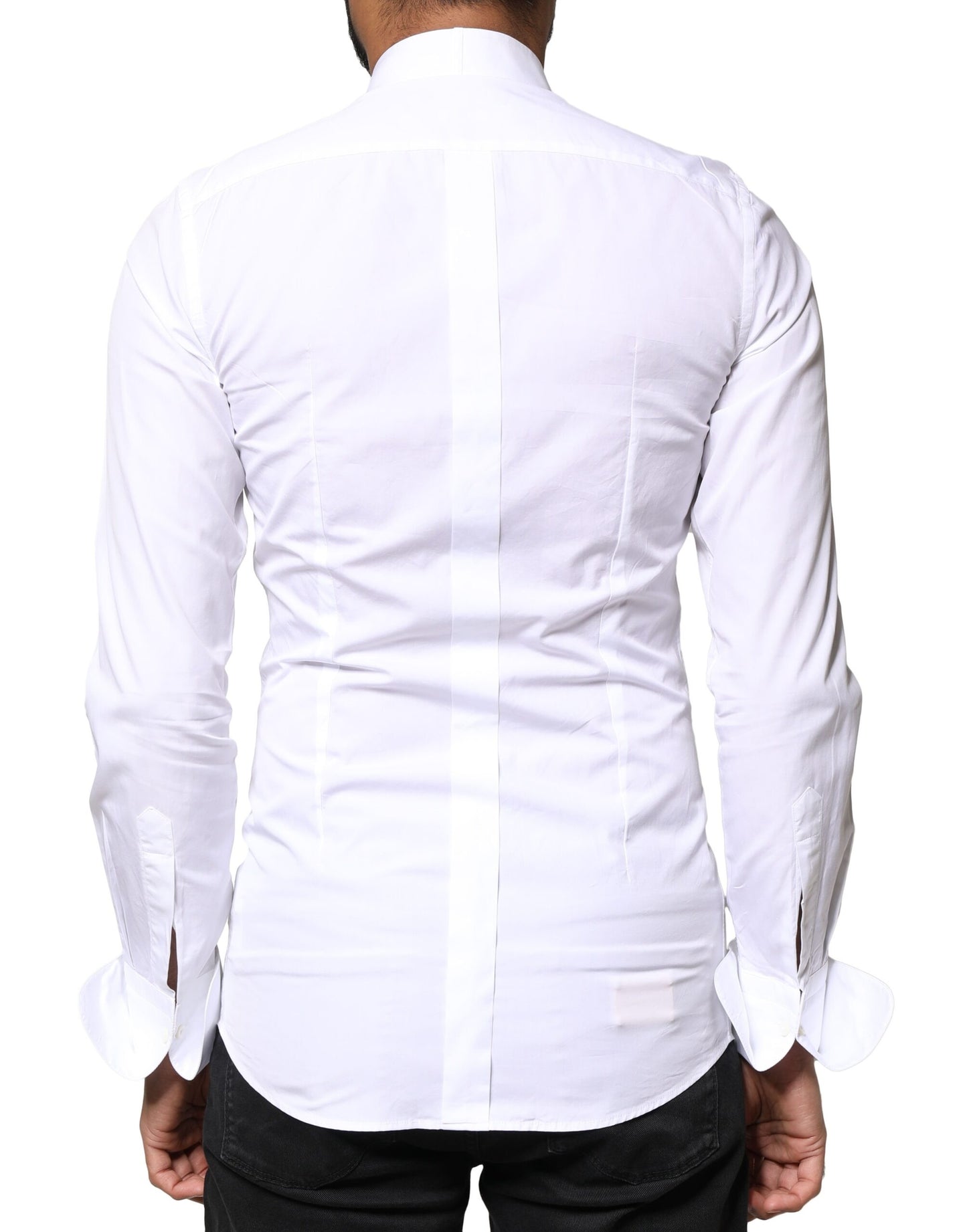 Camisa formal de vestir para hombre con pechera de popelina de algodón blanco dorado