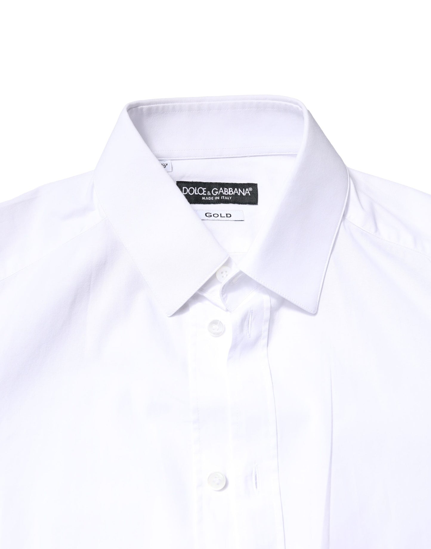Camisa de vestir de manga larga de algodón blanco dorado