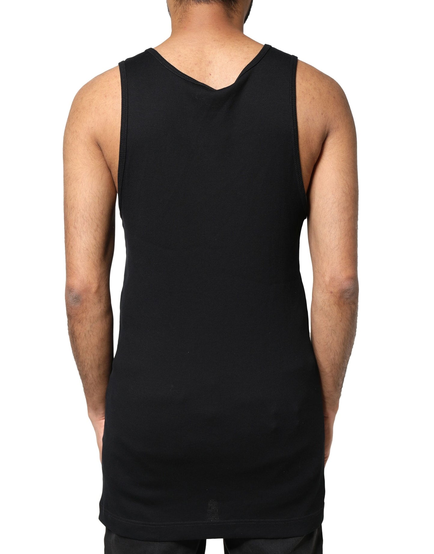 T-shirt sans manches en coton noir style déchiré pour homme