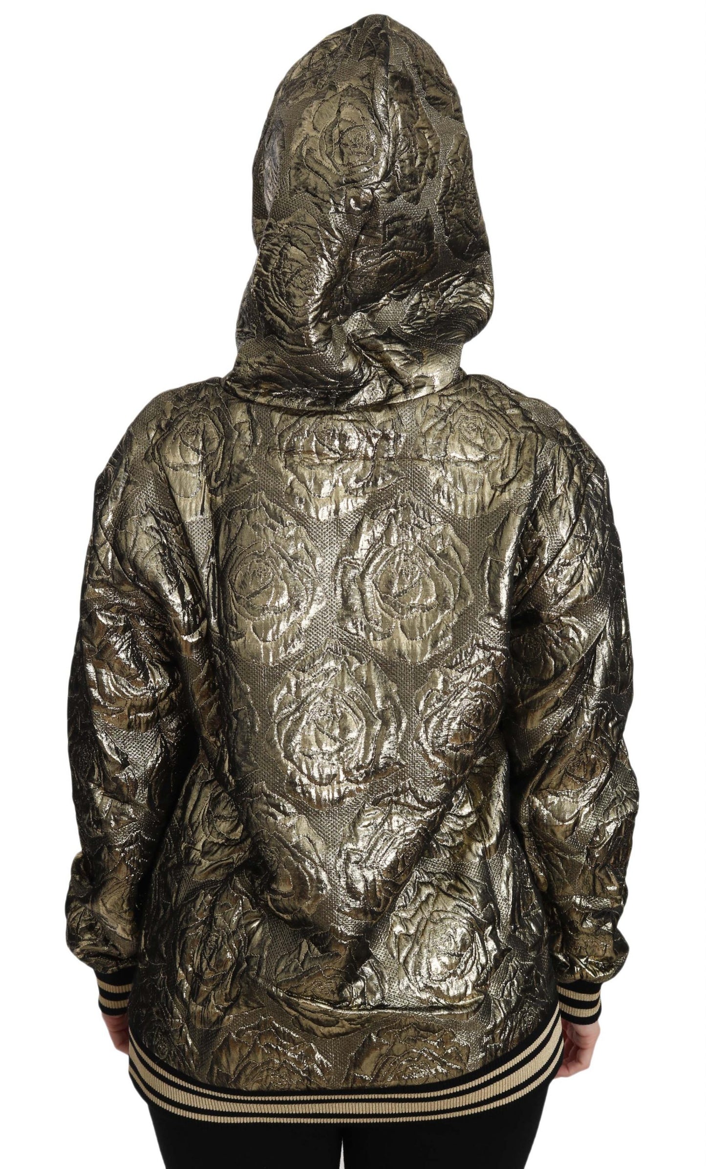 Sweat à capuche doré en jacquard « Je suis la reine »