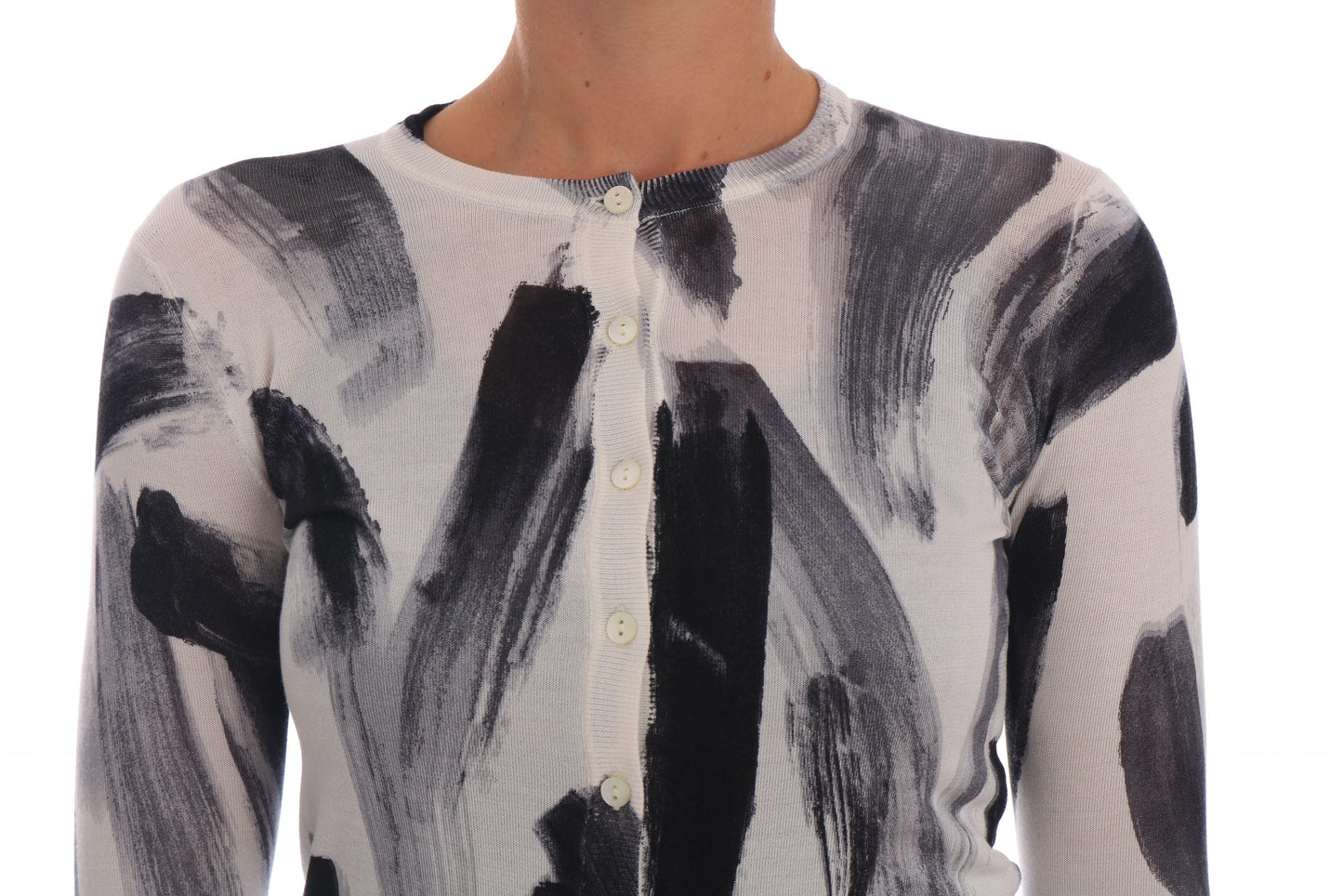 Cardigan léger en soie avec motif de peinture